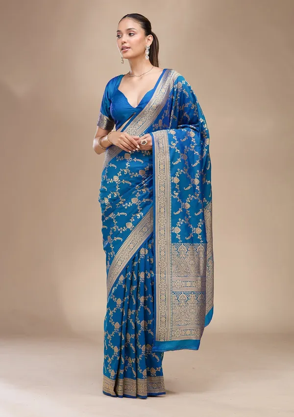 Blue_Zariwork_Gold_Art_Silk_Silk_Saree