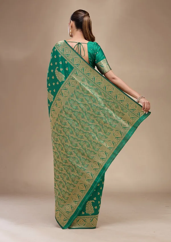 Green_Zariwork_Gold_Art_Silk_Silk_Saree