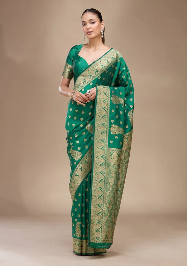 Green_Zariwork_Gold_Art_Silk_Silk_Saree