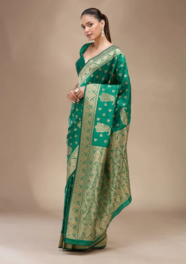 Green_Zariwork_Gold_Art_Silk_Silk_Saree
