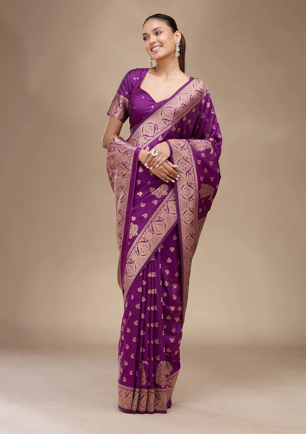 Violet_Zariwork_Gold_Art_Silk_Silk_Saree