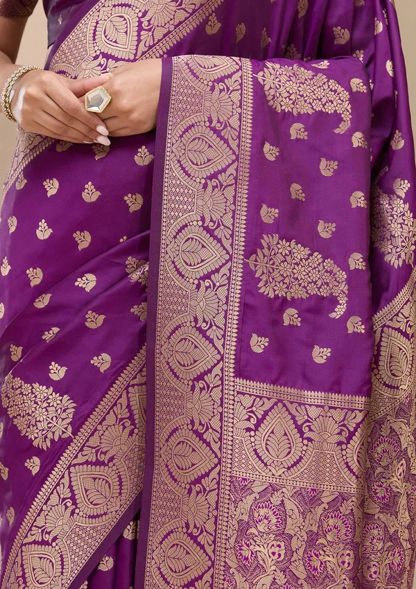 Violet_Zariwork_Gold_Art_Silk_Silk_Saree