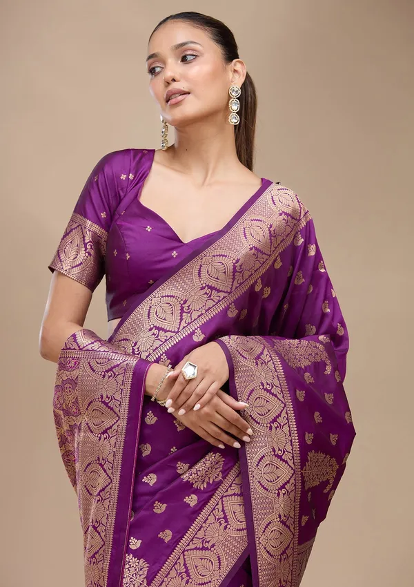 Violet_Zariwork_Gold_Art_Silk_Silk_Saree