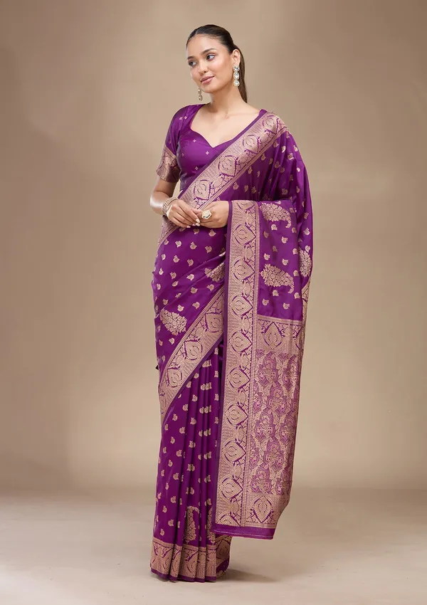 Violet_Zariwork_Gold_Art_Silk_Silk_Saree