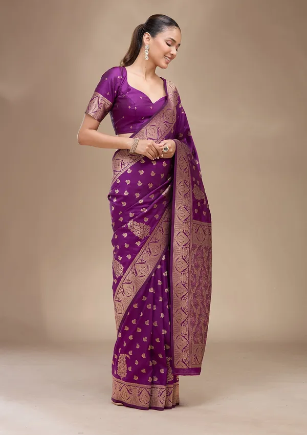 Violet_Zariwork_Gold_Art_Silk_Silk_Saree