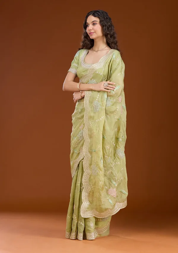 Leaf_Green_Zardozi_Gold_Tissue_Saree