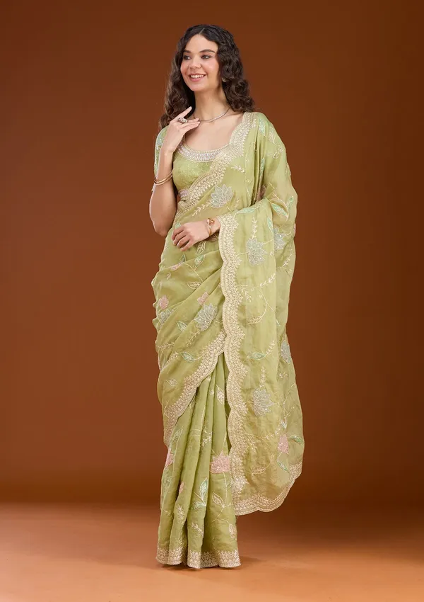 Leaf_Green_Zardozi_Gold_Tissue_Saree