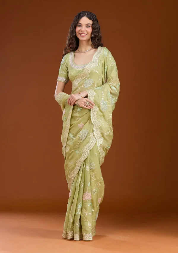 Leaf_Green_Zardozi_Gold_Tissue_Saree