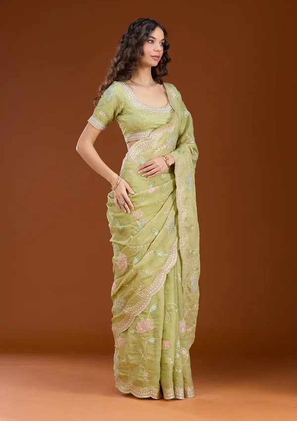 Leaf_Green_Zardozi_Gold_Tissue_Saree