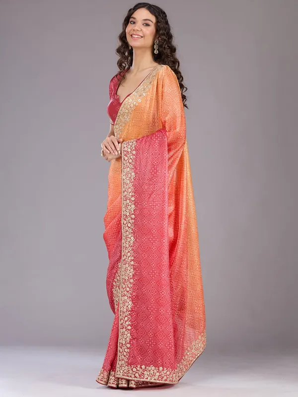 Orange_Cording_Organza_Saree