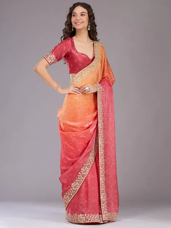 Orange_Cording_Organza_Saree
