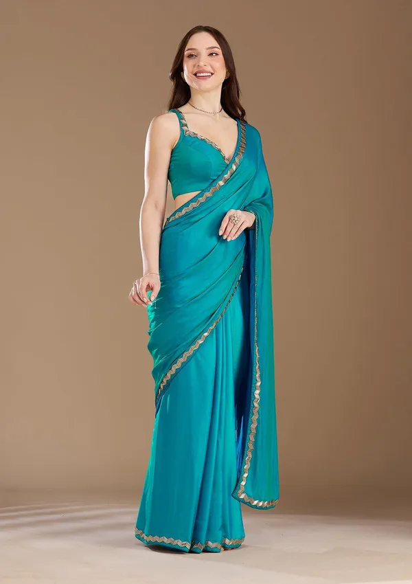 Turquoise_Blue_Aariwork_Satin_Saree