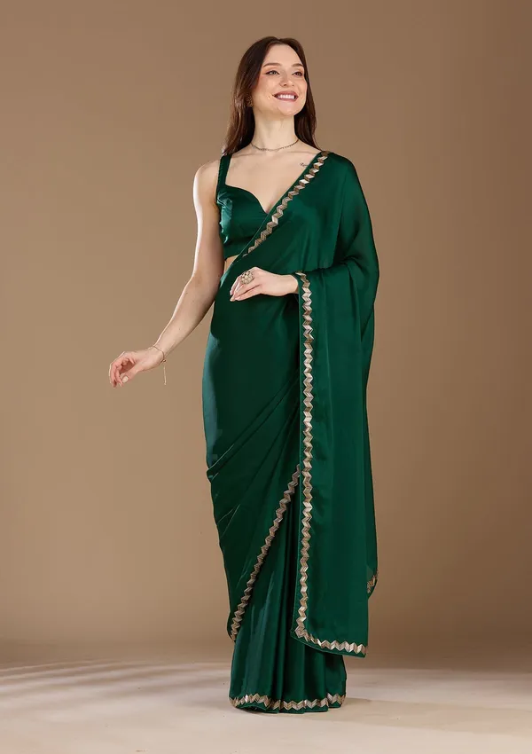 Bottle_Green_Aariwork_Satin_Saree