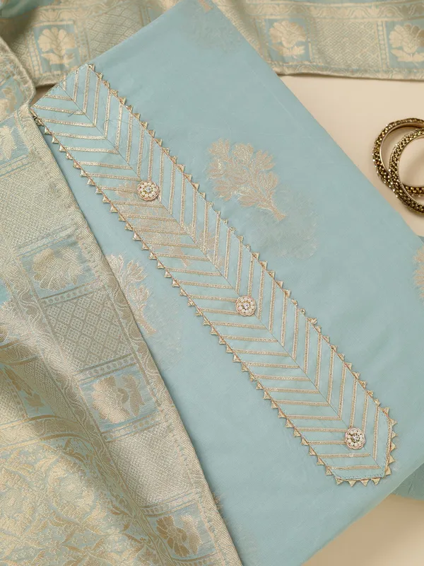 Light_Grey_Zariwork_Gold_Chanderi_Unstitched_Salwar_Suit