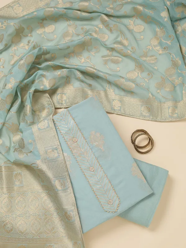 Light_Grey_Zariwork_Gold_Chanderi_Unstitched_Salwar_Suit