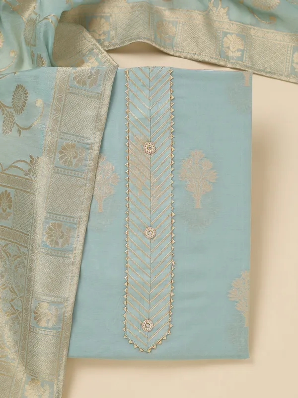 Light_Grey_Zariwork_Gold_Chanderi_Unstitched_Salwar_Suit