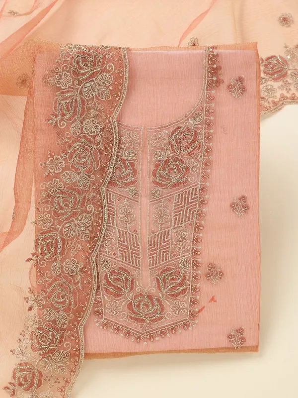 Rust_Threadwork_Tissue_Unstitched_Salwar_Suit