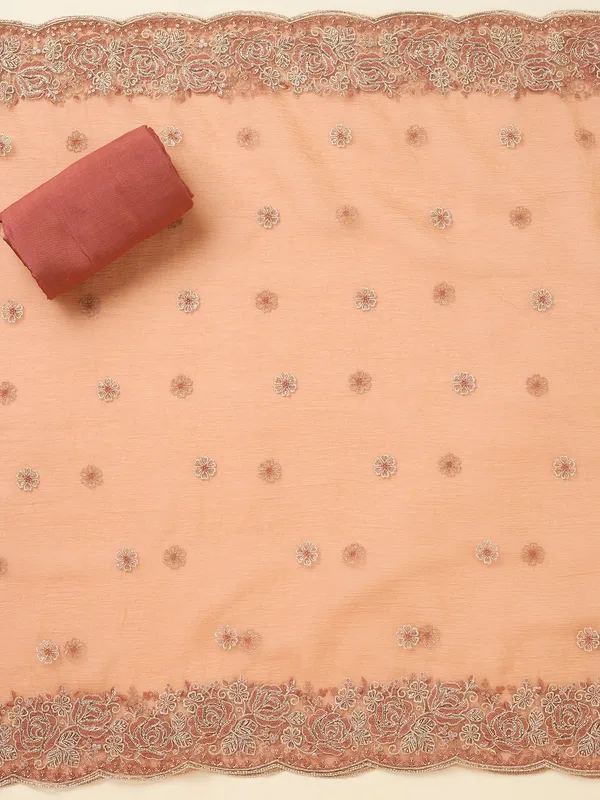 Rust_Threadwork_Tissue_Unstitched_Salwar_Suit