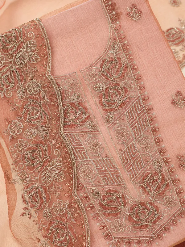 Rust_Threadwork_Tissue_Unstitched_Salwar_Suit