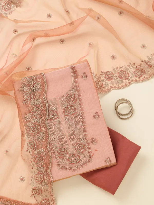 Rust_Threadwork_Tissue_Unstitched_Salwar_Suit