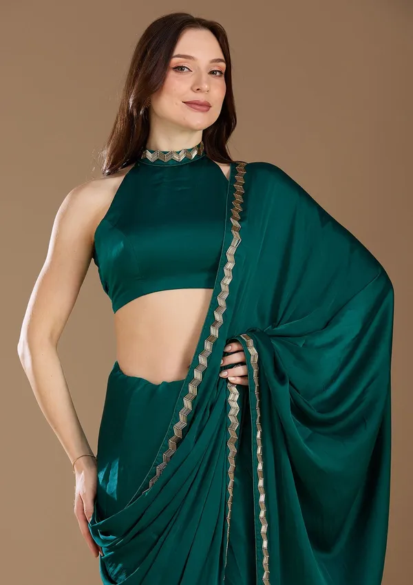 Peacock_Blue_Aariwork_Satin_Saree