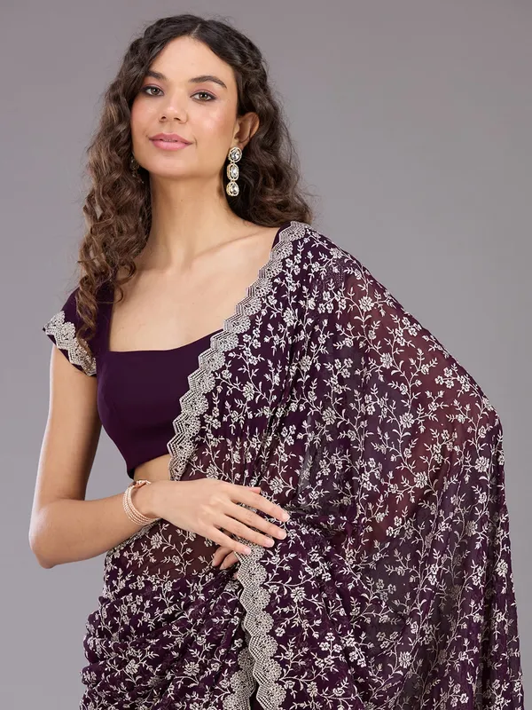 Purple_Zariwork_Silver_Georgette_Saree