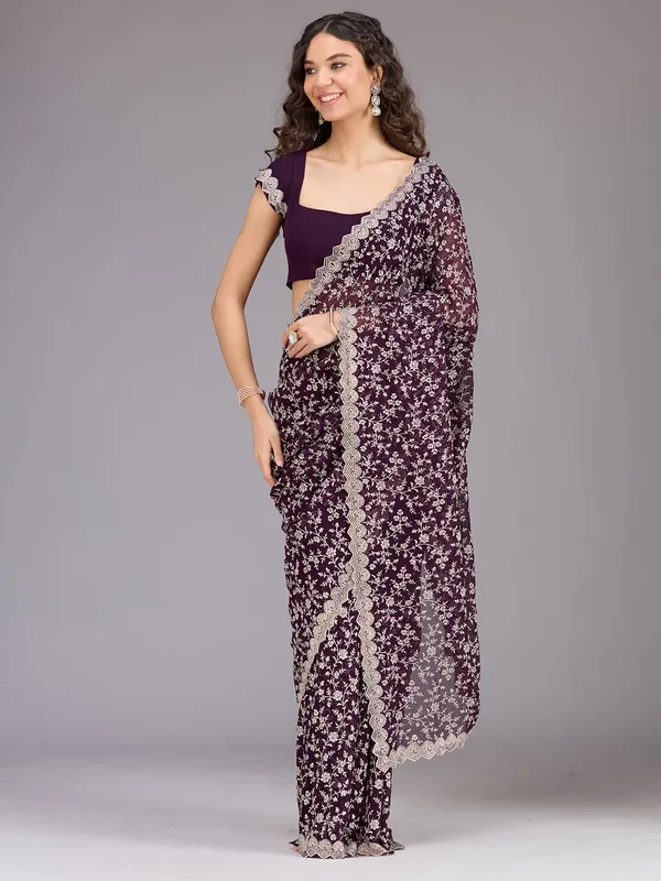 Purple_Zariwork_Silver_Georgette_Saree