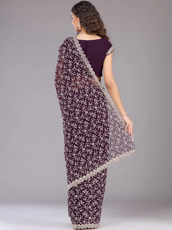 Purple_Zariwork_Silver_Georgette_Saree