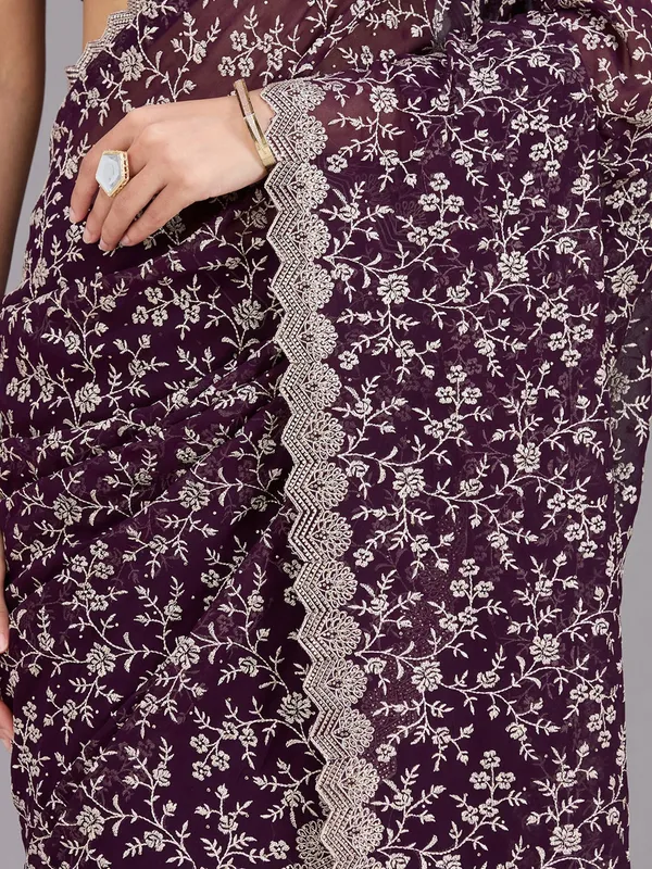 Purple_Zariwork_Silver_Georgette_Saree