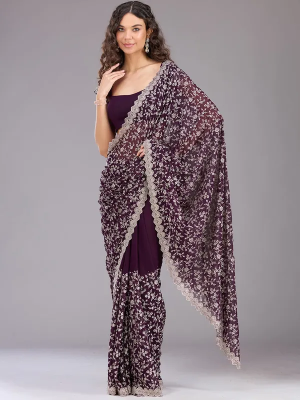 Purple_Zariwork_Silver_Georgette_Saree