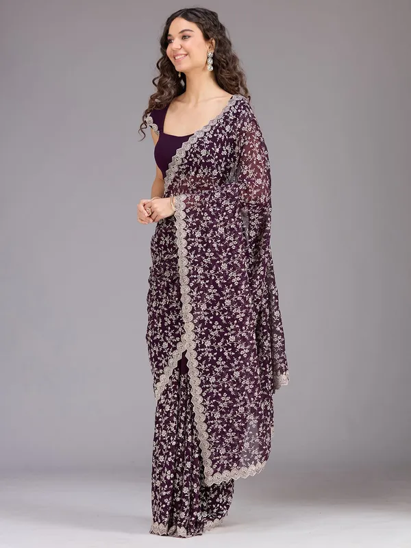 Purple_Zariwork_Silver_Georgette_Saree