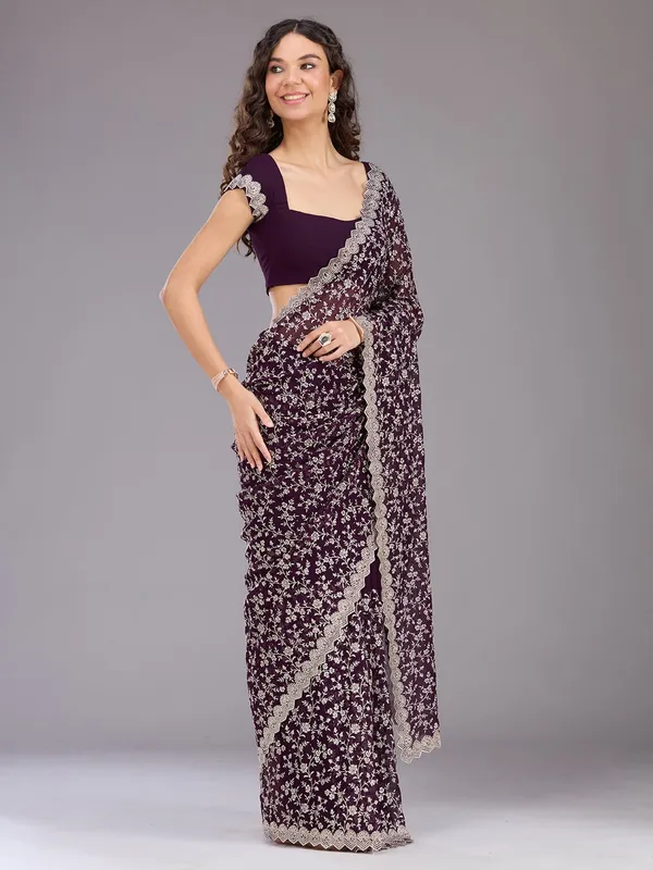 Purple_Zariwork_Silver_Georgette_Saree