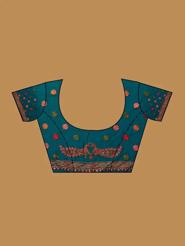 Peacock_Blue_Kashmiri_Georgette_Saree