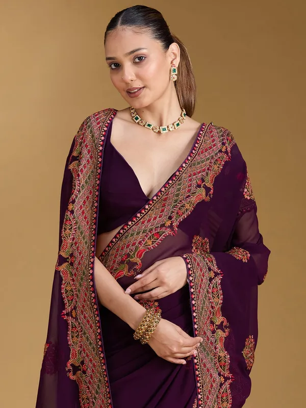 Purple_Kashmiri_Georgette_Saree