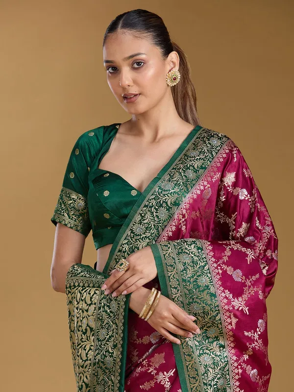 Wine_Zariwork_Gold_Art_Silk_Silk_Saree
