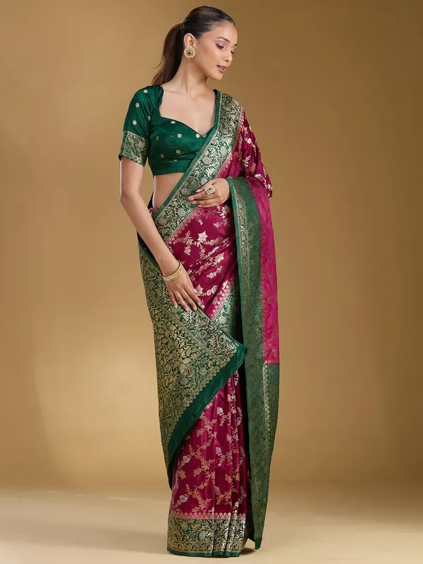 Wine_Zariwork_Gold_Art_Silk_Silk_Saree