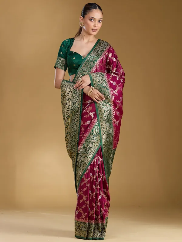 Wine_Zariwork_Gold_Art_Silk_Silk_Saree