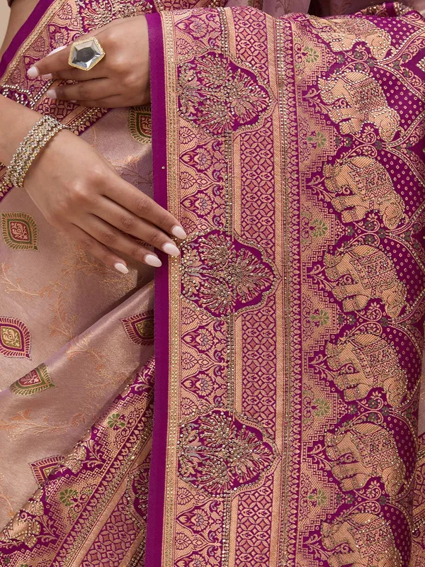 Lavender_Aariwork_Art_Silk_Silk_Saree