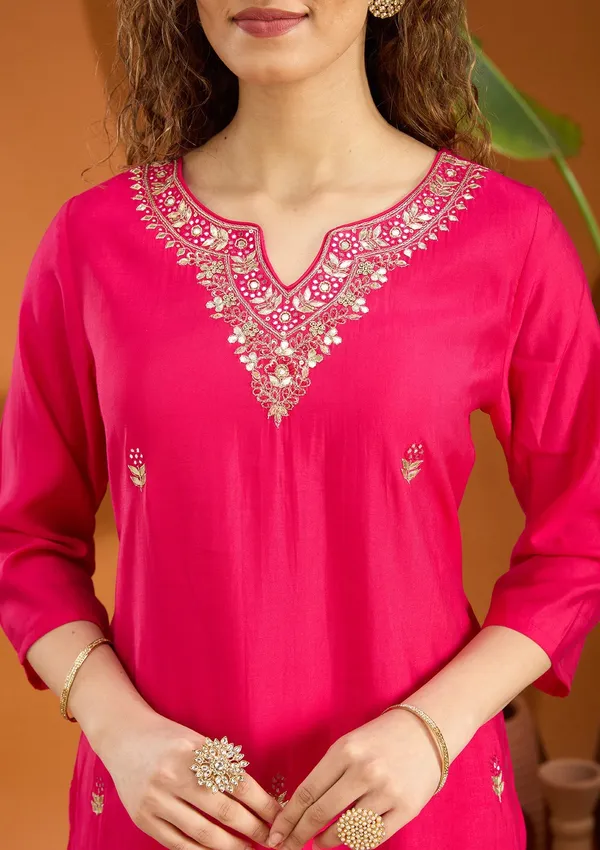 Pink_Threadwork_Chanderi_Readymade_Salwar_Suit