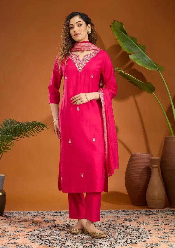 Pink_Threadwork_Chanderi_Readymade_Salwar_Suit