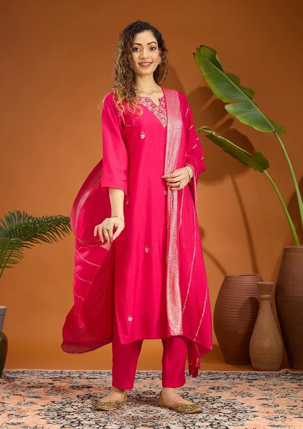 Pink_Threadwork_Chanderi_Readymade_Salwar_Suit