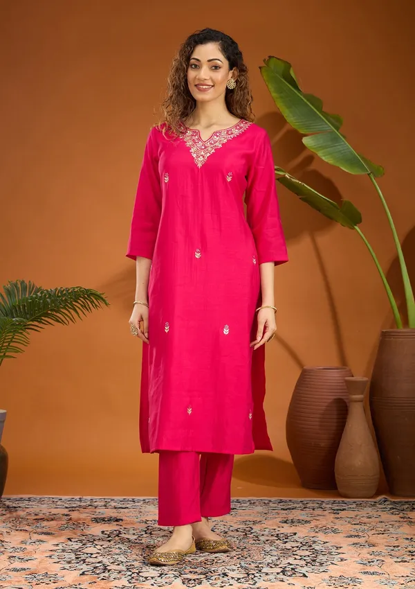 Pink_Threadwork_Chanderi_Readymade_Salwar_Suit