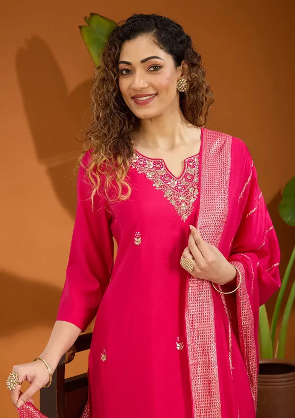 Pink_Threadwork_Chanderi_Readymade_Salwar_Suit