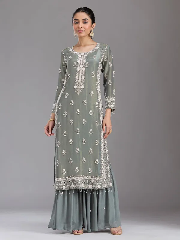 Mehandi_Green_Cutdana_Tissue_Readymade_Salwar_Suit