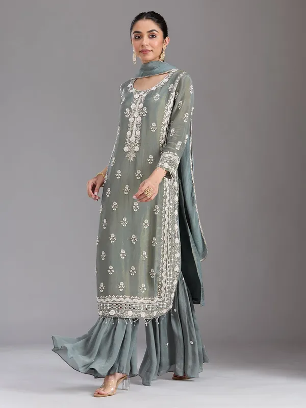 Mehandi_Green_Cutdana_Tissue_Readymade_Salwar_Suit