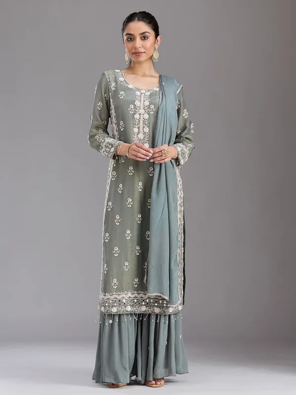 Mehandi_Green_Cutdana_Tissue_Readymade_Salwar_Suit