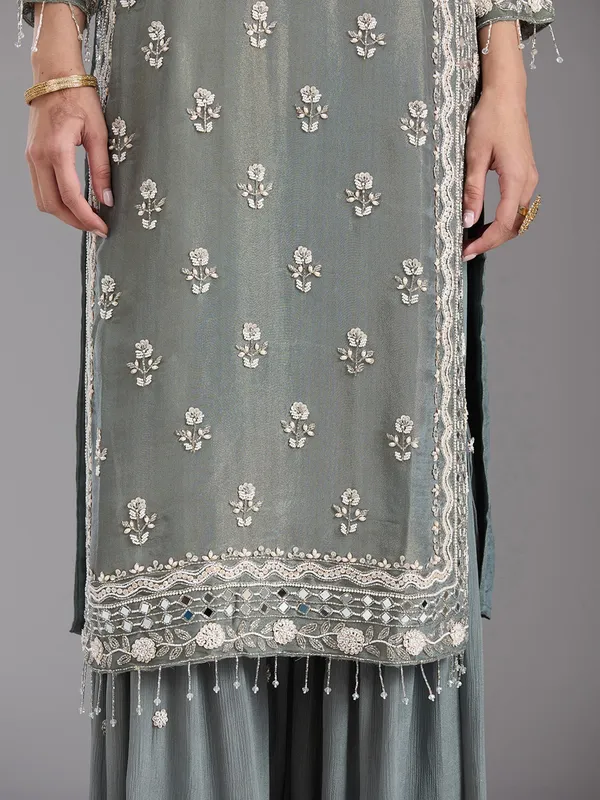 Mehandi_Green_Cutdana_Tissue_Readymade_Salwar_Suit