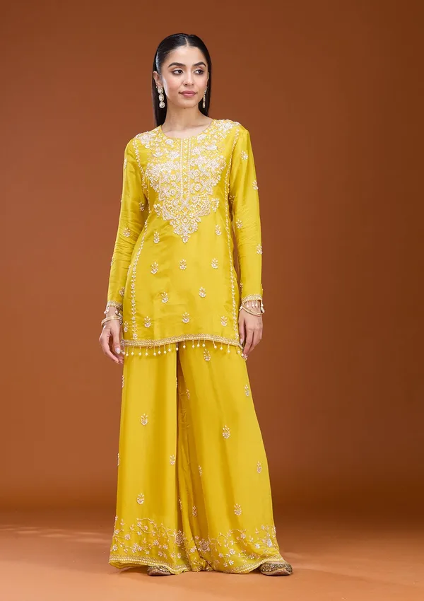 Mustard_Sequins_Soft_Raw_Silk_Readymade_Salwar_Suit