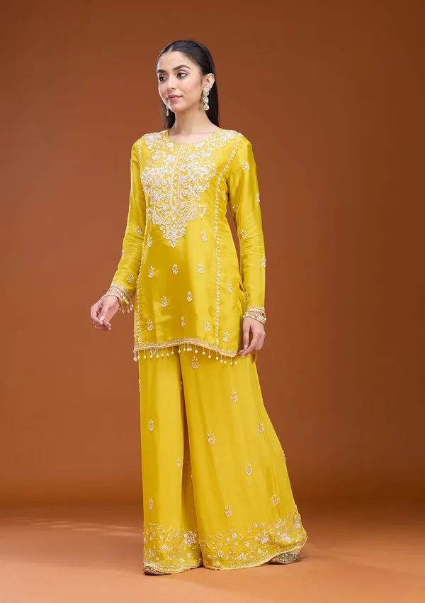 Mustard_Sequins_Soft_Raw_Silk_Readymade_Salwar_Suit