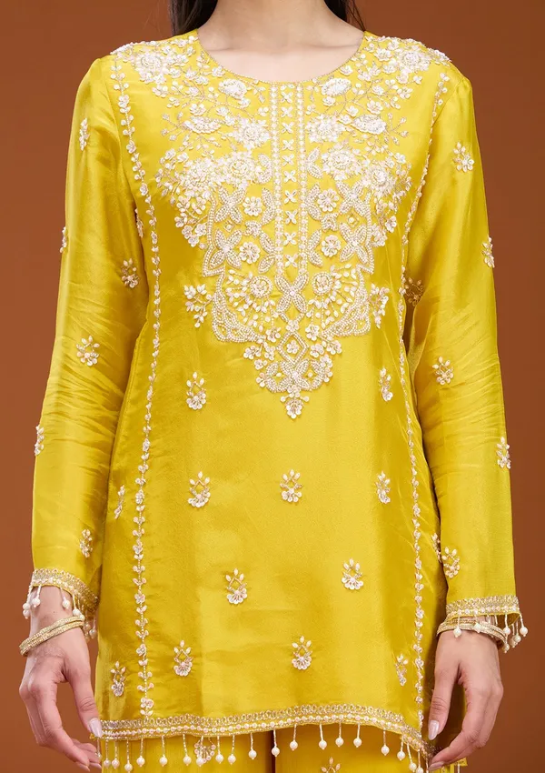 Mustard_Sequins_Soft_Raw_Silk_Readymade_Salwar_Suit